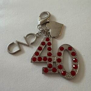 CND 40‎ Red Rhinestone Bag Purse Charm Fob